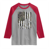 Bigfoot Deer Hunting Raglan Shirt Camo US Flag Deer Elk Buck Hunting Hunter Dad