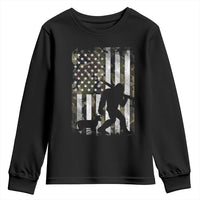 Bigfoot Deer Hunting Youth Sweatshirt Camo US Flag Deer Elk Buck Hunting Hunter Dad