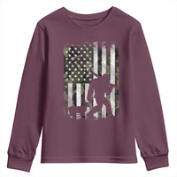 Bigfoot Deer Hunting Youth Sweatshirt Camo US Flag Deer Elk Buck Hunting Hunter Dad