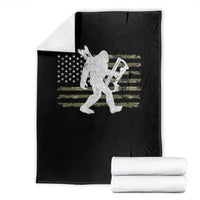 Bow Hunting Archer Bigfoot Throw Blanket Sasquatch Camo US Flag Hunter Dad