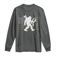 Bow Hunting Archer Bigfoot Long Sleeve Shirt Sasquatch Camo US Flag Hunter Dad