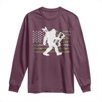 Bow Hunting Archer Bigfoot Long Sleeve Shirt Sasquatch Camo US Flag Hunter Dad