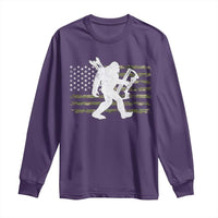 Bow Hunting Archer Bigfoot Long Sleeve Shirt Sasquatch Camo US Flag Hunter Dad