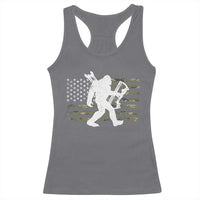 Bow Hunting Archer Bigfoot Racerback Tank Top Sasquatch Camo US Flag Hunter Dad