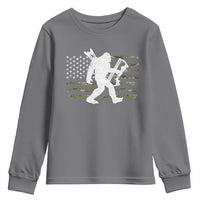 Bow Hunting Archer Bigfoot Youth Sweatshirt Sasquatch Camo US Flag Hunter Dad