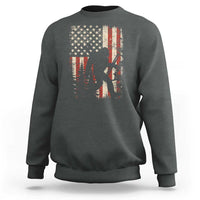 Bow Hunting Bigfoot America Flag Sweatshirt Patriotic Sasquatch With Archer Hunter Dad