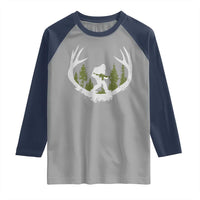 Bigfoot Gun Owner Raglan Shirt Retro Deer Hunting Sasquatch Hunter Dad