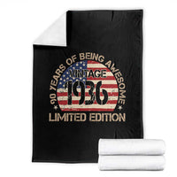 90th Birthday Throw Blanket Vintage 1936 90 Year Old Birthday USA Flag