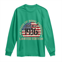 90th Birthday Long Sleeve Shirt Vintage 1936 90 Year Old Birthday USA Flag