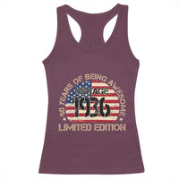 90th Birthday Racerback Tank Top Vintage 1936 90 Year Old Birthday USA Flag