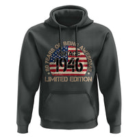 80th Birthday Hoodie Vintage 1946 80 Year Old Birthday USA Flag