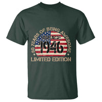 80th Birthday T Shirt Vintage 1946 80 Year Old Birthday USA Flag