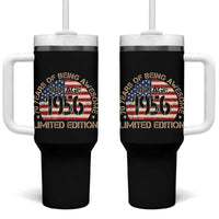 70th Birthday Tumbler With Handle Vintage 1956 70 Year Old Birthday USA Flag