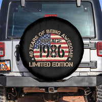 40th Birthday Spare Tire Cover Vintage 1986 40 Year Old Birthday USA Flag
