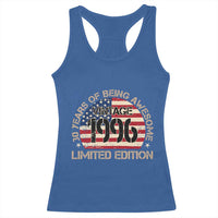 30th Birthday Racerback Tank Top Vintage 1996 30 Year Old Birthday USA Flag