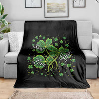 Four Leaf Clover Christian Throw Blanket Irish Lucky Shamrock Faith Hope Love Religious