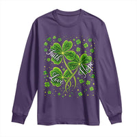 Four Leaf Clover Christian Long Sleeve Shirt Irish Lucky Shamrock Faith Hope Love Religious
