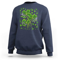 Four Leaf Clover Christian Sweatshirt Irish Lucky Shamrock Faith Hope Love Religious