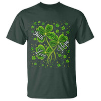 Four Leaf Clover Christian T Shirt Irish Lucky Shamrock Faith Hope Love Religious