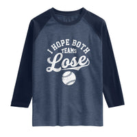 Baseball Meme Raglan Shirt Retro I Just Hope Both Teams Lost Funny Sayings
