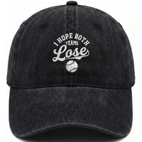 Baseball Meme Washed Cotton Baseball Cap Retro I Just Hope Both Teams Lost Funny Sayings