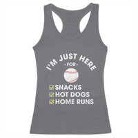 Funny Baseball Food Fans Racerback Tank Top Im Just Here for The Snacks Hot Dog