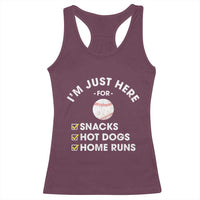 Funny Baseball Food Fans Racerback Tank Top Im Just Here for The Snacks Hot Dog