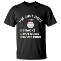 Funny Baseball Food Fans T Shirt Im Just Here for The Snacks Hot Dog