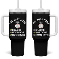 Funny Baseball Food Fans Tumbler With Handle Im Just Here for The Snacks Hot Dog