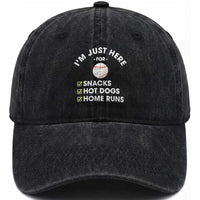 Funny Baseball Food Fans Washed Cotton Baseball Cap Im Just Here for The Snacks Hot Dog