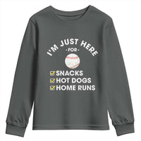 Funny Baseball Food Fans Youth Sweatshirt Im Just Here for The Snacks Hot Dog