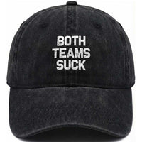 Both Team Sucks Washed Cotton Baseball Cap Funny Game Day Sports Meme