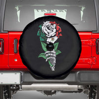 Skeleton Hand Holding Mexico Flag Rose Spare Tire Cover Dia De Los Muertos