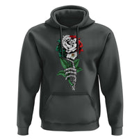 Skeleton Hand Holding Mexico Flag Rose Hoodie Dia De Los Muertos