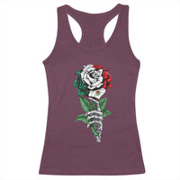 Skeleton Hand Holding Mexico Flag Rose Racerback Tank Top Dia De Los Muertos