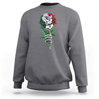 Skeleton Hand Holding Mexico Flag Rose Sweatshirt Dia De Los Muertos