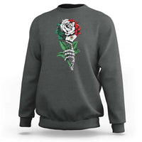 Skeleton Hand Holding Mexico Flag Rose Sweatshirt Dia De Los Muertos