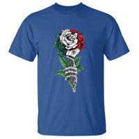 Skeleton Hand Holding Mexico Flag Rose T Shirt Dia De Los Muertos