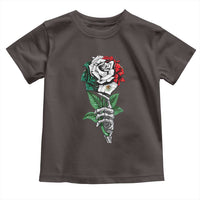 Skeleton Hand Holding Mexico Flag Rose Toddler T Shirt Dia De Los Muertos