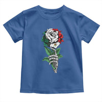 Skeleton Hand Holding Mexico Flag Rose Toddler T Shirt Dia De Los Muertos