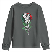 Skeleton Hand Holding Mexico Flag Rose Youth Sweatshirt Dia De Los Muertos