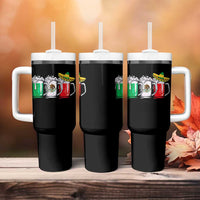 Funny Mexican Tumbler With Handle Mexico Beer Mexican Flag Sombrero Hat