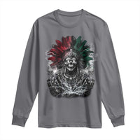 Ancient Aztec King Long Sleeve Shirt Calabera Azteca Mexican Skull Skeleton