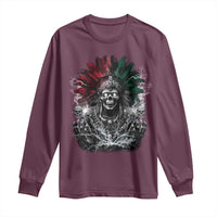 Ancient Aztec King Long Sleeve Shirt Calabera Azteca Mexican Skull Skeleton