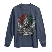 Ancient Aztec King Long Sleeve Shirt Calabera Azteca Mexican Skull Skeleton