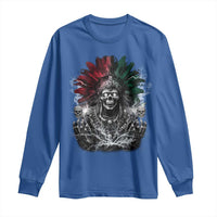 Ancient Aztec King Long Sleeve Shirt Calabera Azteca Mexican Skull Skeleton