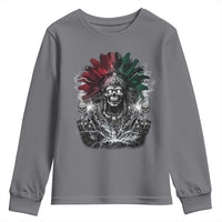 Ancient Aztec King Youth Sweatshirt Calabera Azteca Mexican Skull Skeleton