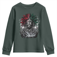 Ancient Aztec King Youth Sweatshirt Calabera Azteca Mexican Skull Skeleton
