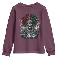 Ancient Aztec King Youth Sweatshirt Calabera Azteca Mexican Skull Skeleton