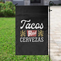 Tacos And Cervezas Garden Flag Mexican Food Beer Humor